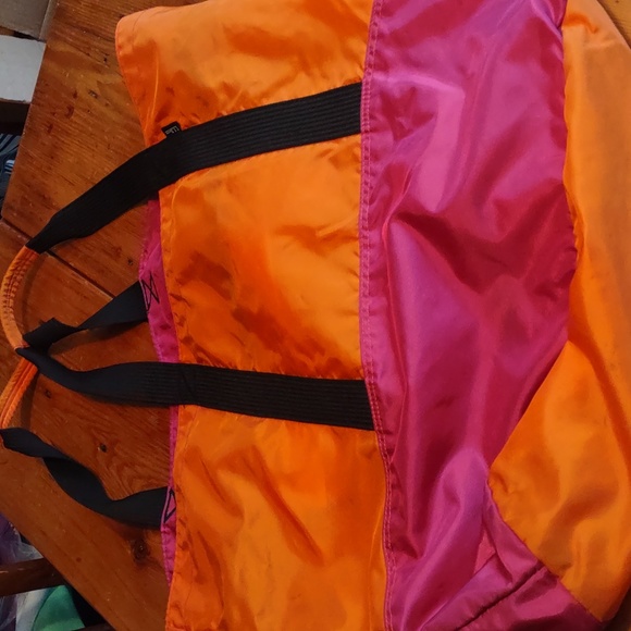 L.L. Bean Bags Ll Bean Nylon Pink And Orange Boat Bag Zip Top